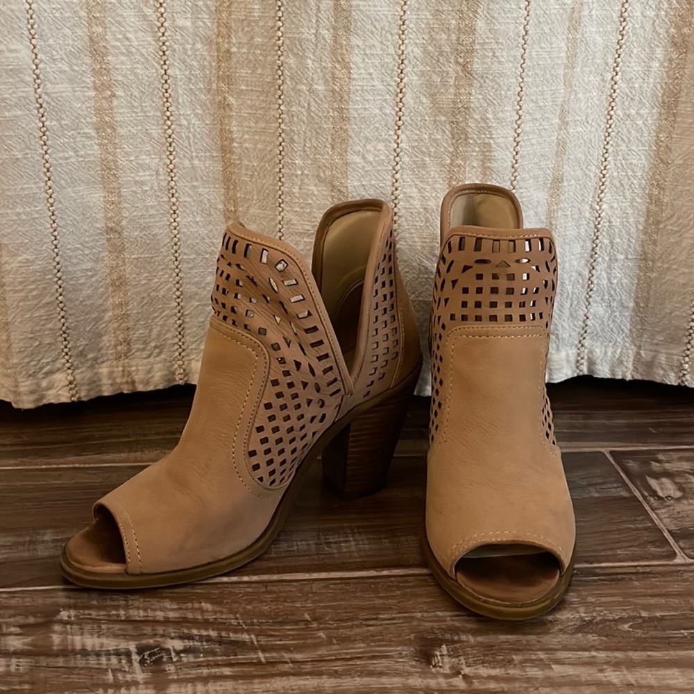 Tan heeled booties